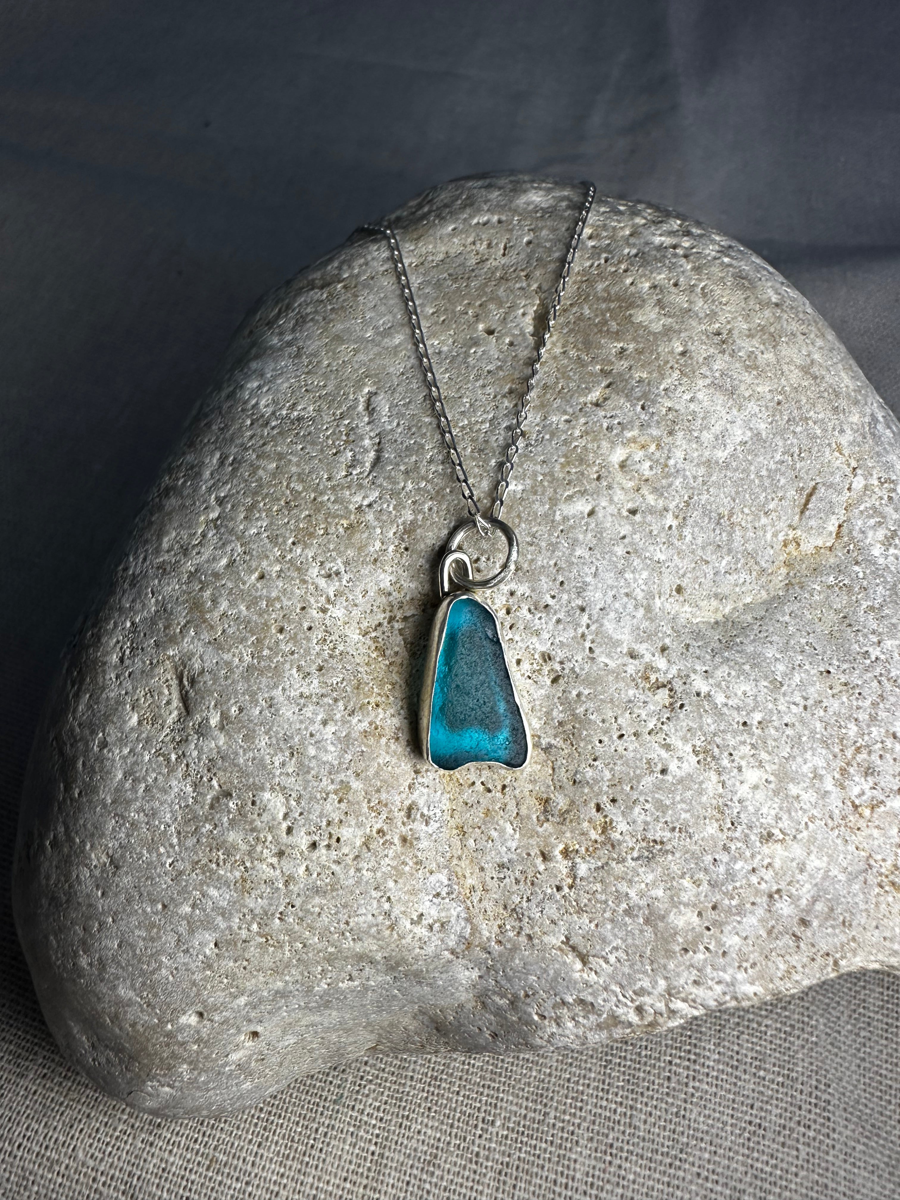 COLGANTE DE VIDRIO MARINO TURQUESA PROFUNDO
