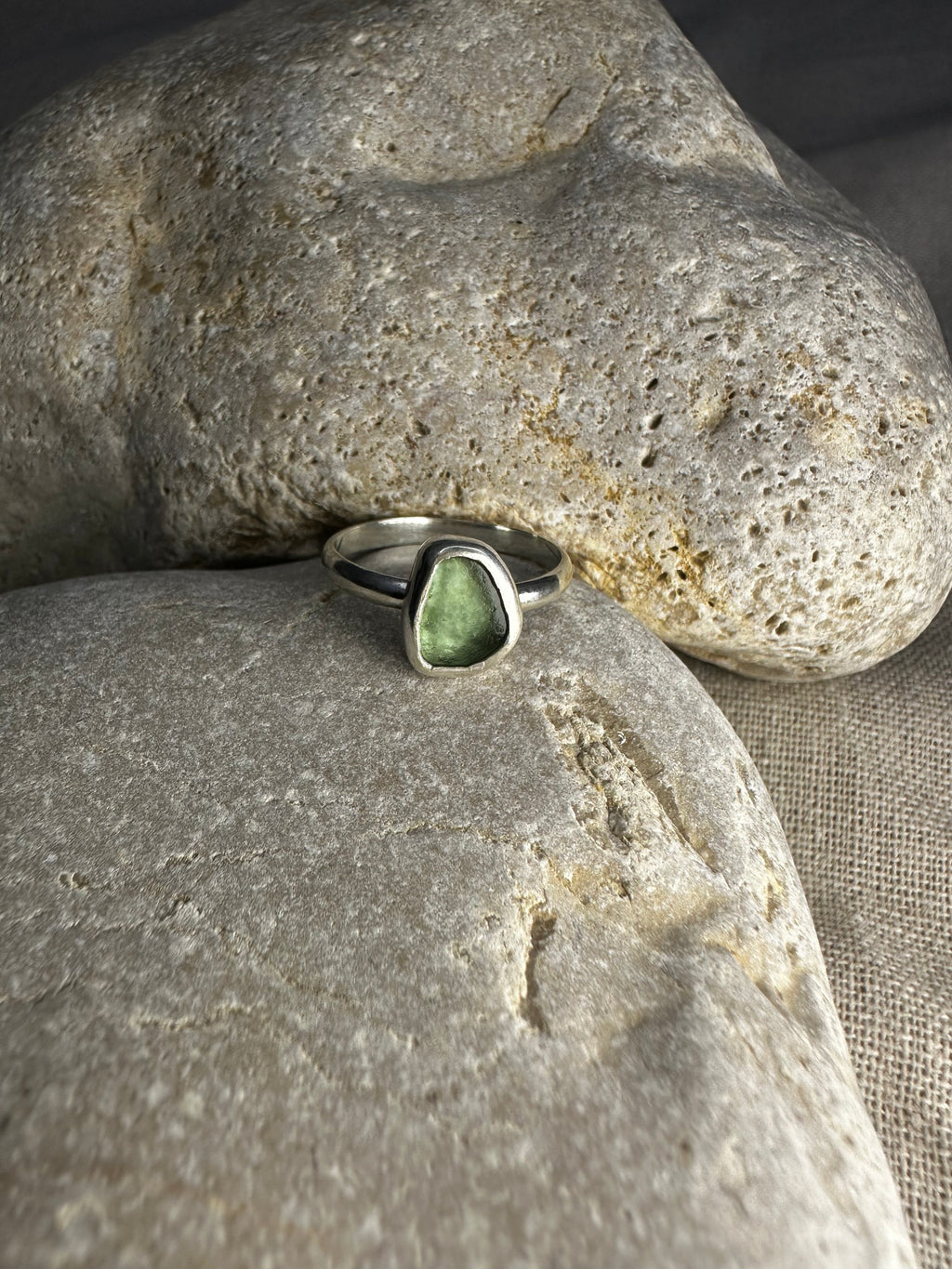 ANILLO DE VIDRIO MARINO VERDE AGUAMARINA
