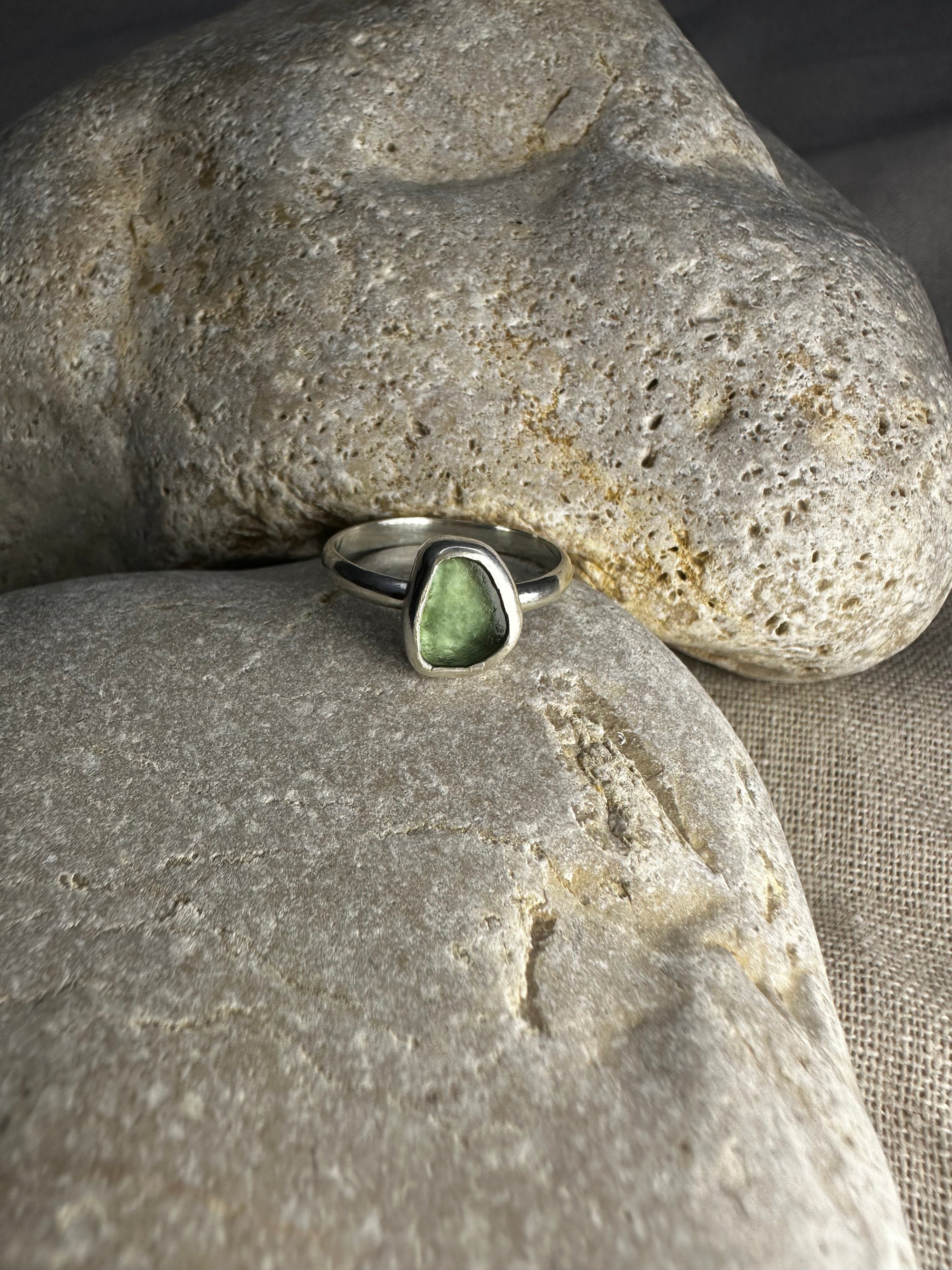 ANILLO DE VIDRIO MARINO VERDE AGUAMARINA