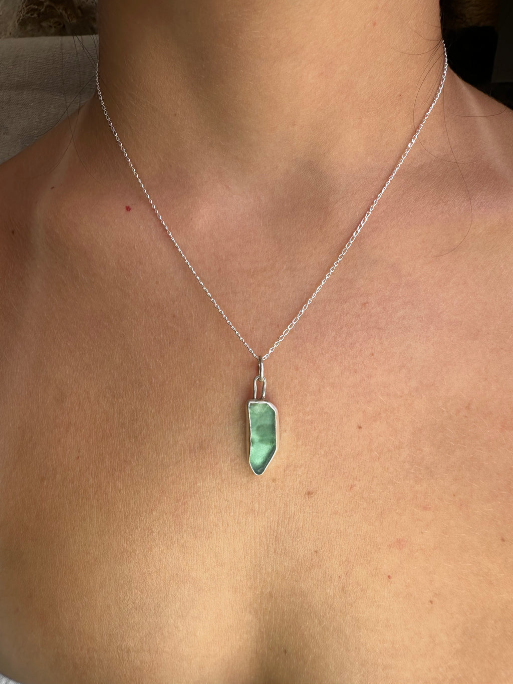 COLGANTE DE VIDRIO MARINO VERDE EUCALIPTO