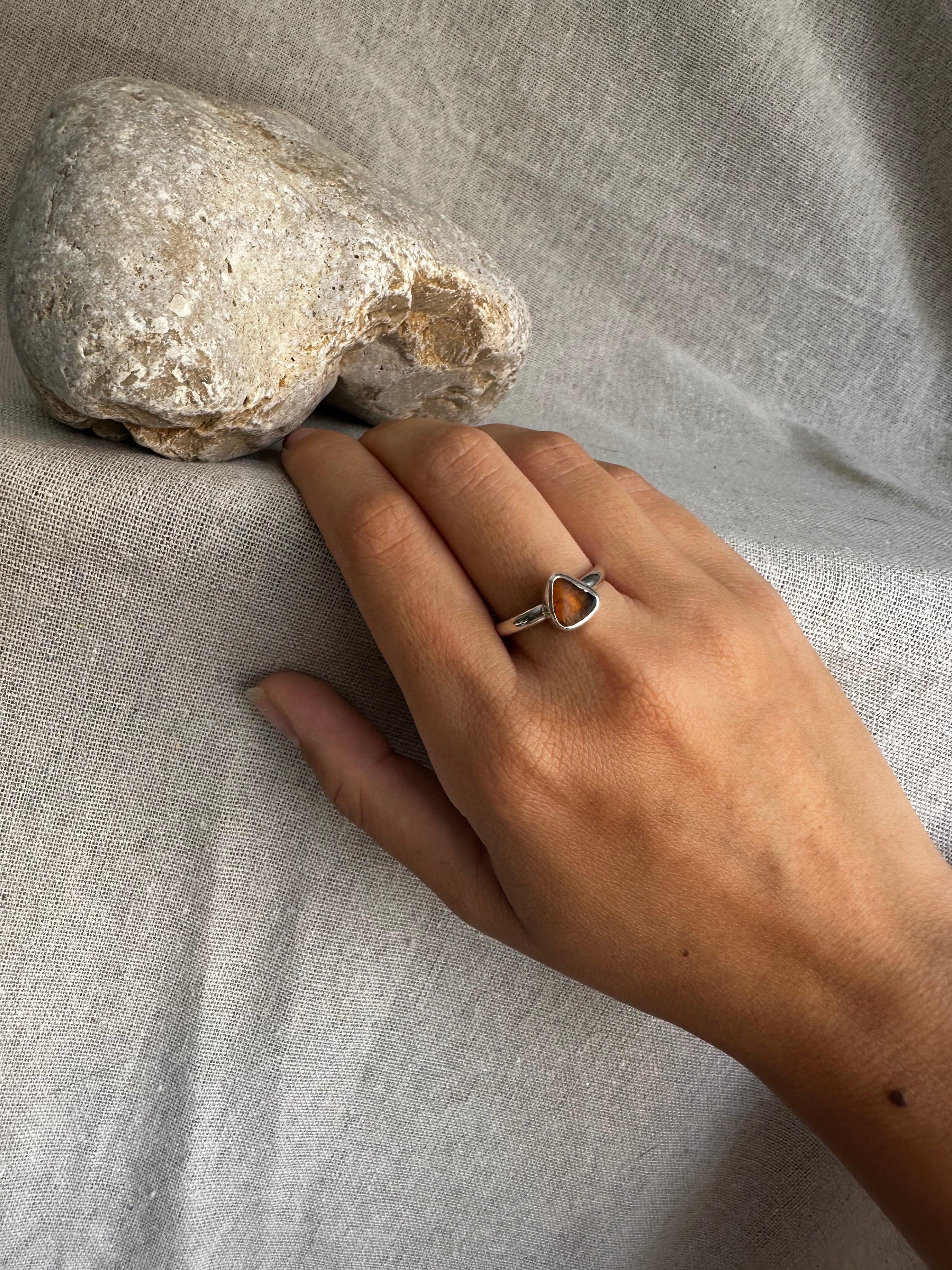 ANILLO DE VIDRIO MARINO ÁMBAR TOSTADO