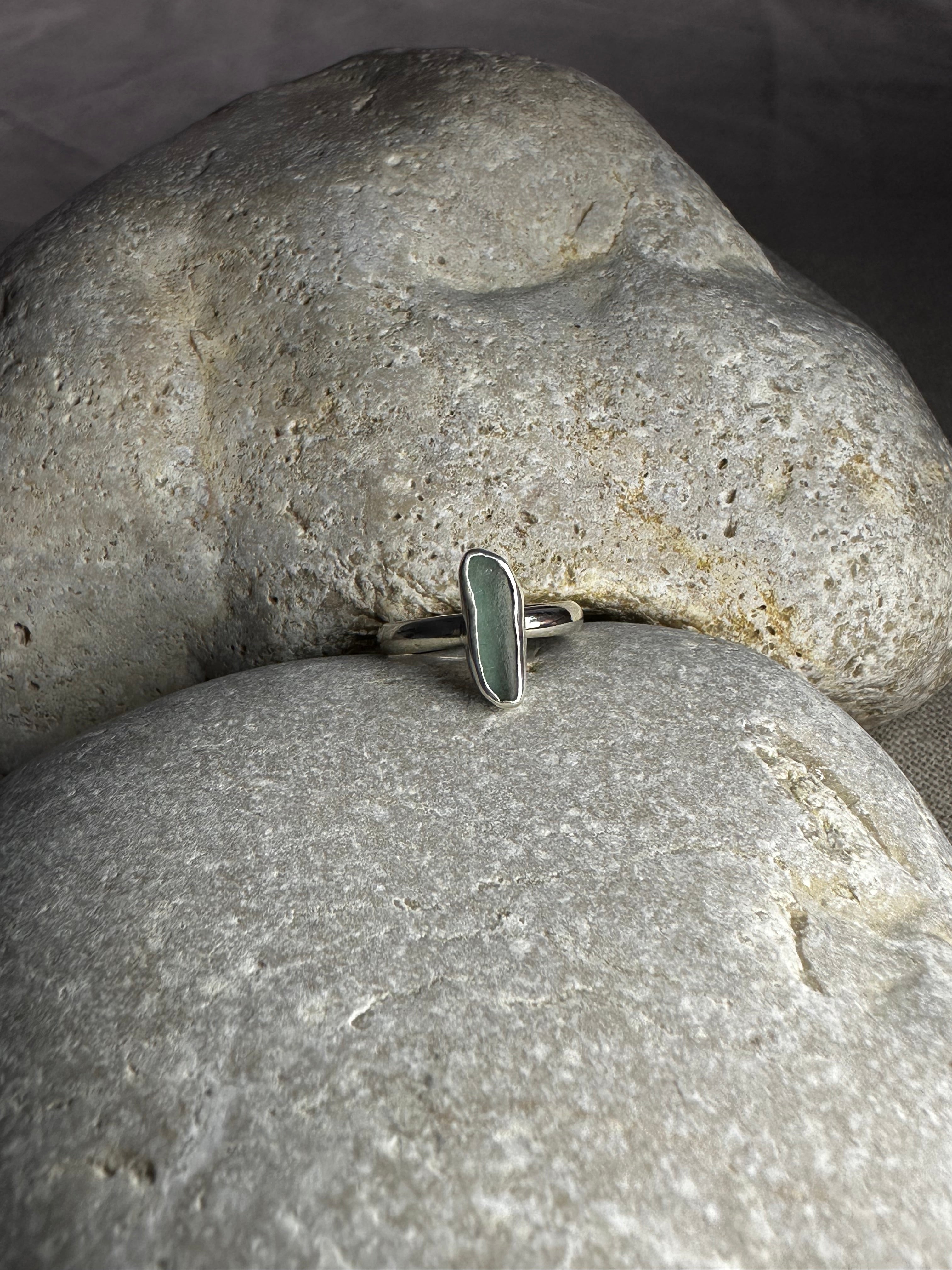 ANILLO DE VIDRIO MARINO AGUAMARINA TALLA 12